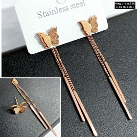 Сережки мед.сталь24К 10510 (6.5см)